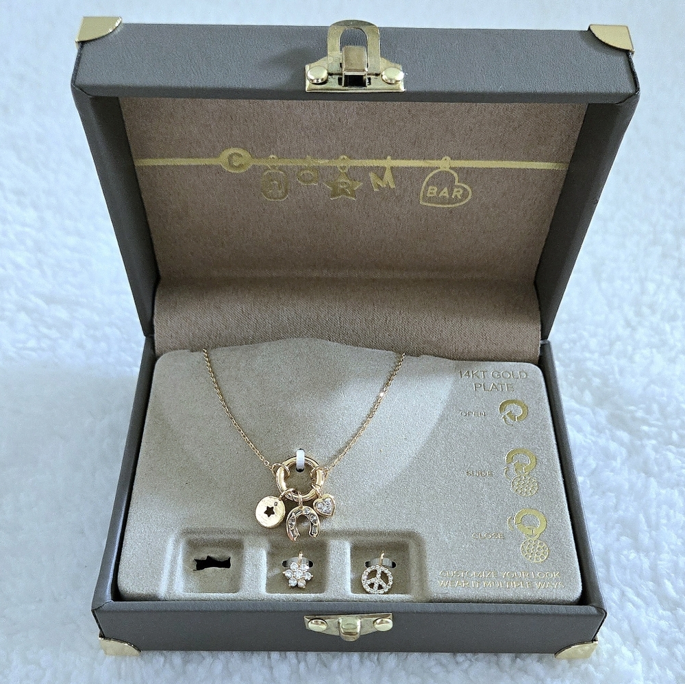Charm Bar Interchangeable Charms Necklace - NIB (with 2 callouts)